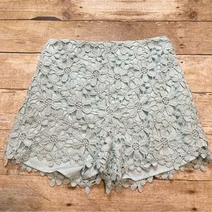 Hollister Light Blue Floral Lace High Waist Shorts | 0